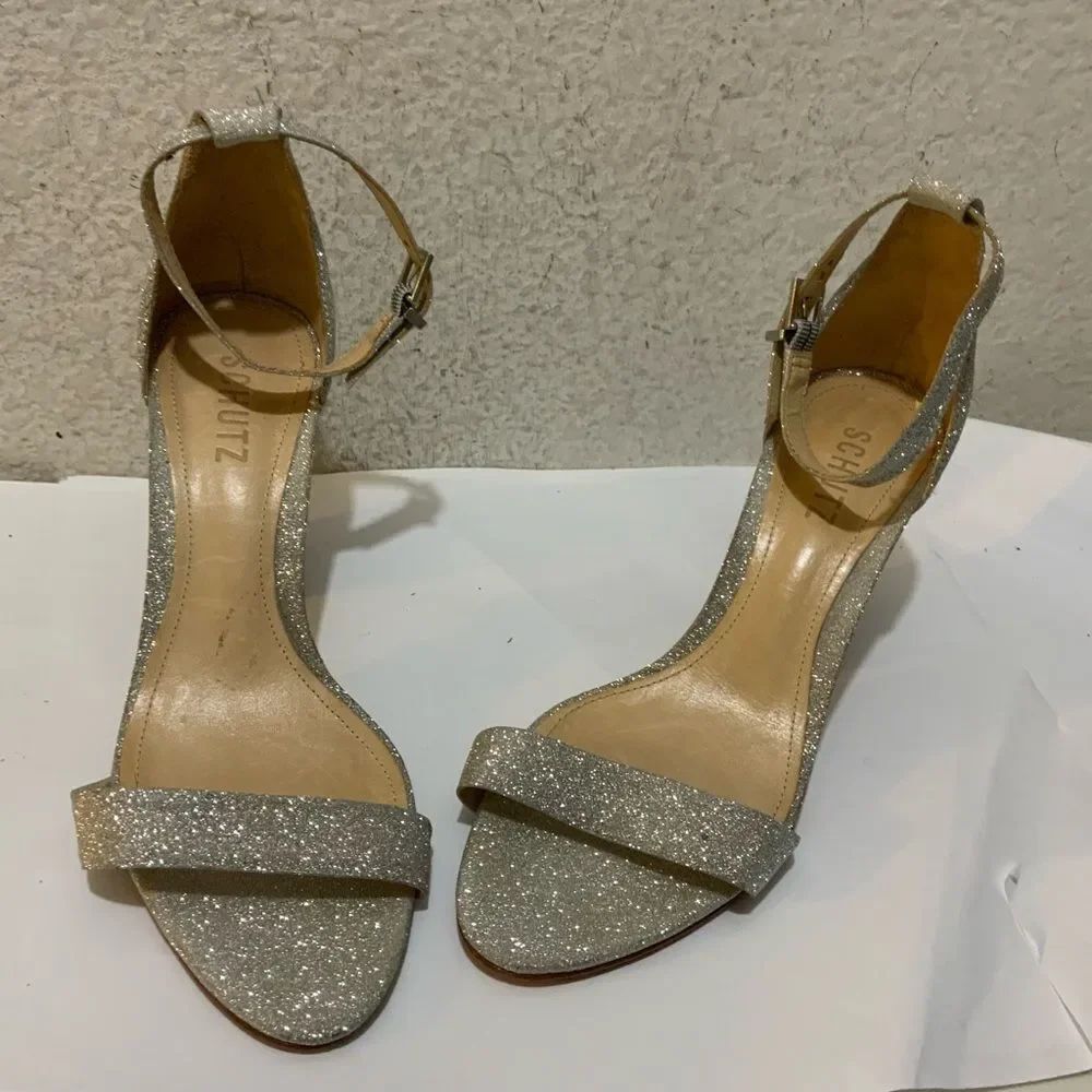 Schutz silver glitter Jenny lee heels size 38